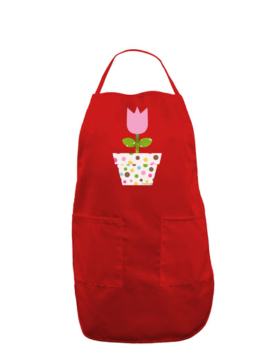 Easter Tulip Design - Pink Dark Adult Apron by TooLoud-Bib Apron-TooLoud-Red-One-Size-Davson Sales