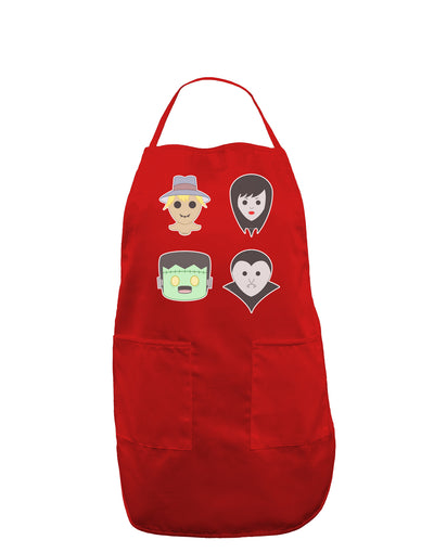 Four Lil Monsters - Halloween Design Dark Adult Apron-Bib Apron-TooLoud-Red-One-Size-Davson Sales