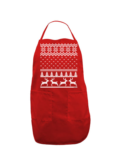 Ugly Christmas Sweater Snowflake Reindeer Pattern Dark Adult Apron-Bib Apron-TooLoud-Red-One-Size-Davson Sales