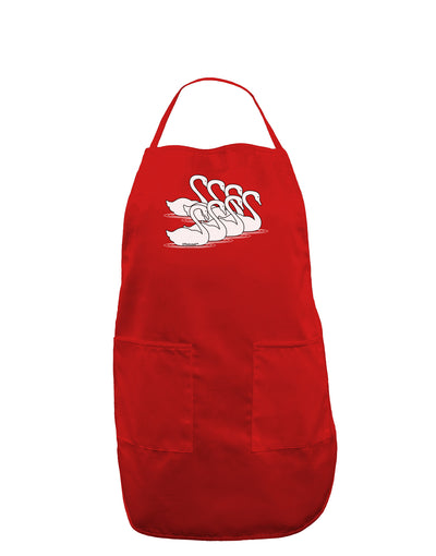 Seven Swans A Swimming Dark Adult Apron-Bib Apron-TooLoud-Red-One-Size-Davson Sales