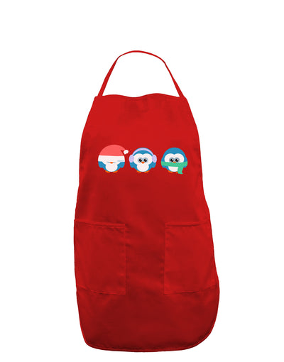 Christmas Penguins See No Evil Hear No Evil Speak No Evil Dark Adult Apron-Bib Apron-TooLoud-Red-One-Size-Davson Sales