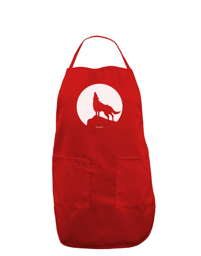 Wolf Howling at the Moon - Design #1 Dark Adult Apron by TooLoud-Bib Apron-TooLoud-Red-One-Size-Davson Sales