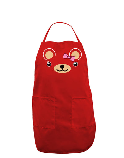 Kyu-T Ears - Beartholomea Girl Teddy Bear Dark Adult Apron-Bib Apron-TooLoud-Red-One-Size-Davson Sales