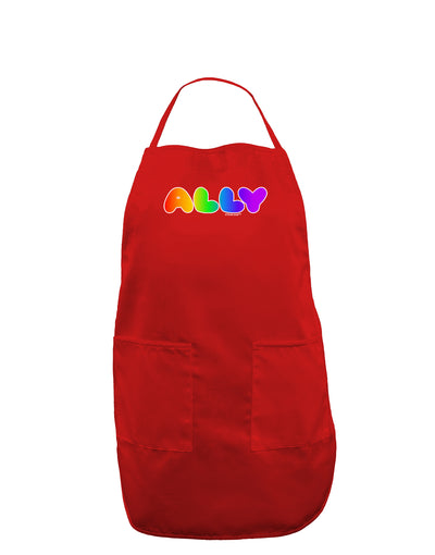 LGBT Ally Rainbow Text Dark Adult Apron by TooLoud-Bib Apron-TooLoud-Red-One-Size-Davson Sales