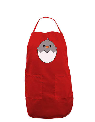 Cute Hatching Chick - Gray Dark Adult Apron by TooLoud-Bib Apron-TooLoud-Red-One-Size-Davson Sales