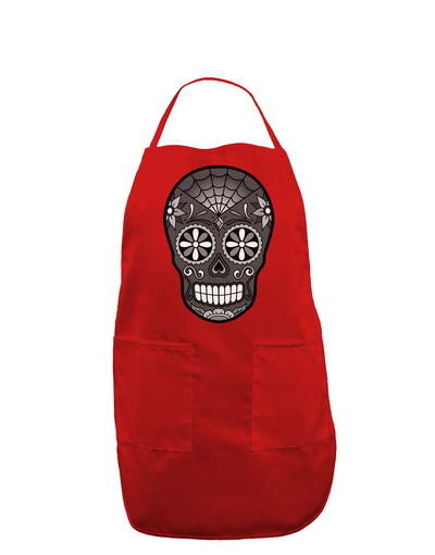 TooLoud Version 9 Black and White Day of the Dead Calavera Dark Adult Apron-Bib Apron-TooLoud-Red-One-Size-Davson Sales