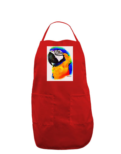 Brightly Colored Parrot Watercolor Dark Adult Apron-Bib Apron-TooLoud-Red-One-Size-Davson Sales