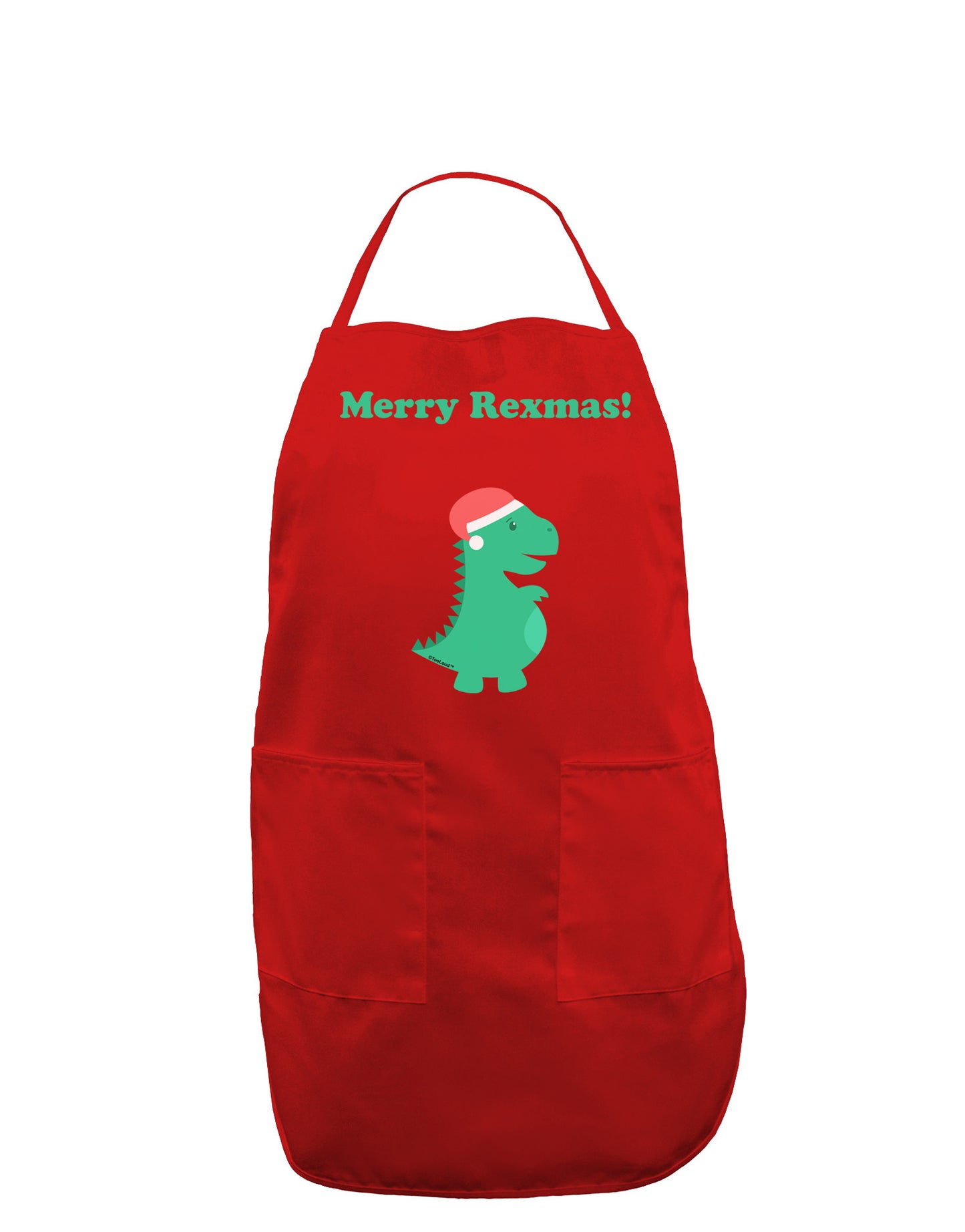 Merry Rexmas T-Rex Dinosaur Christmas Dark Adult Apron-Bib Apron-TooLoud-Red-One-Size-Davson Sales