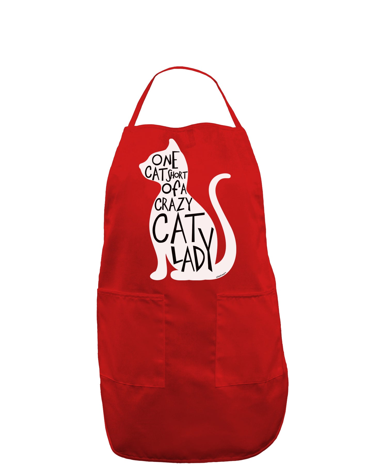 One Cat Short Of A Crazy Cat Lady Dark Adult Apron-Bib Apron-TooLoud-Red-One-Size-Davson Sales
