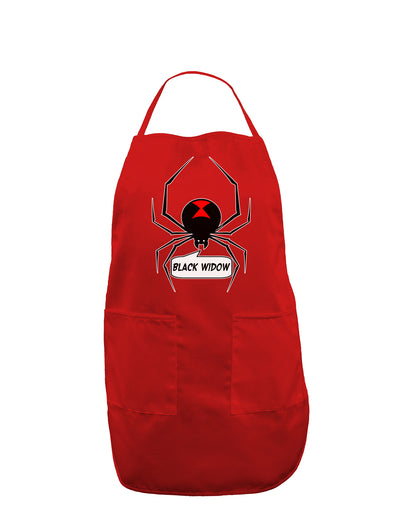 Black Widow Spider Design - Text Dark Adult Apron-Bib Apron-TooLoud-Red-One-Size-Davson Sales