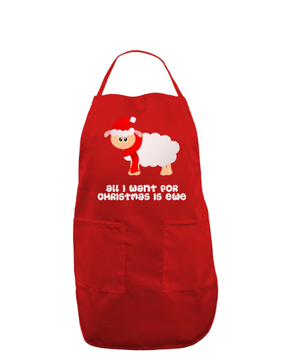 All I Want For Christmas Is Ewe Sheep Dark Adult Apron-Bib Apron-TooLoud-Red-One-Size-Davson Sales