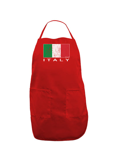 Italian Flag - Italy Text Distressed Dark Adult Apron by TooLoud-Bib Apron-TooLoud-Red-One-Size-Davson Sales