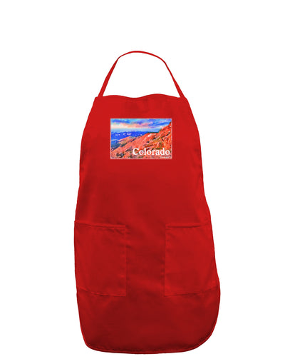 Colorado Mtn Sunset Soaked WaterColor Dark Adult Apron-Bib Apron-TooLoud-Red-One-Size-Davson Sales