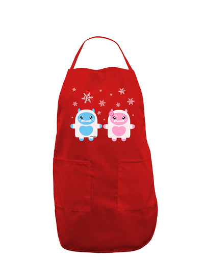 Cute Abominable Snowman Yeti Couple - Christmas Dark Adult Apron-Bib Apron-TooLoud-Red-One-Size-Davson Sales