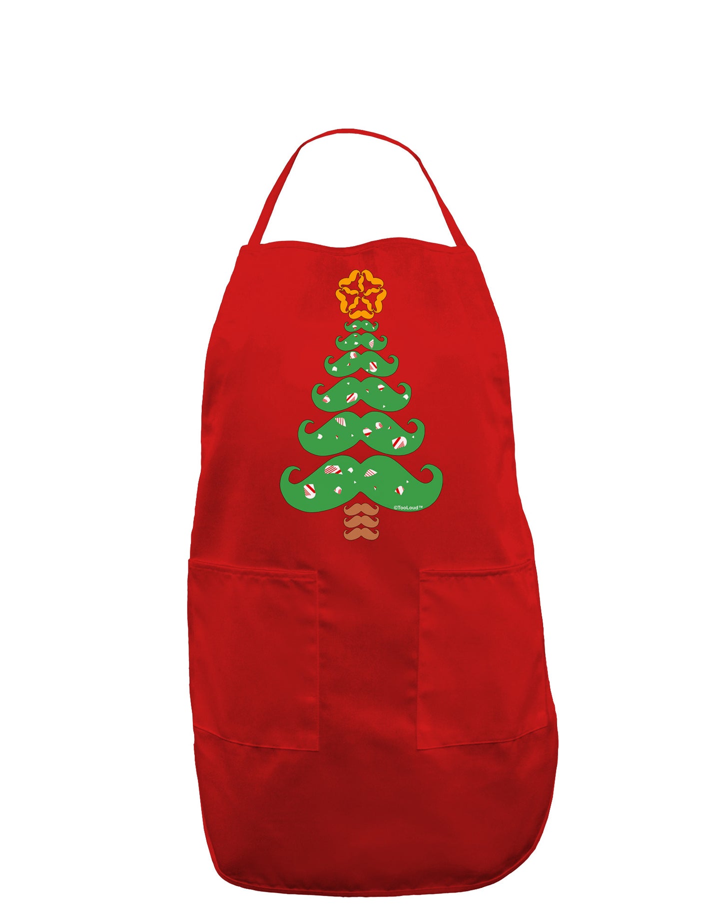 Mustache Christmas Tree Dark Adult Apron-Bib Apron-TooLoud-Red-One-Size-Davson Sales