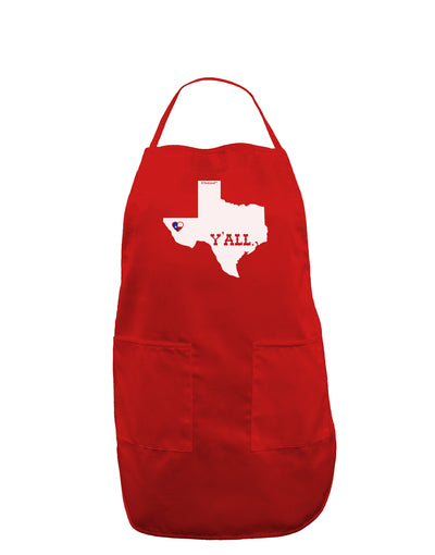 Texas State Y'all Design with Flag Heart Dark Adult Apron by TooLoud-Bib Apron-TooLoud-Red-One-Size-Davson Sales