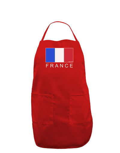 French Flag - France Text Dark Adult Apron by TooLoud-Bib Apron-TooLoud-Red-One-Size-Davson Sales