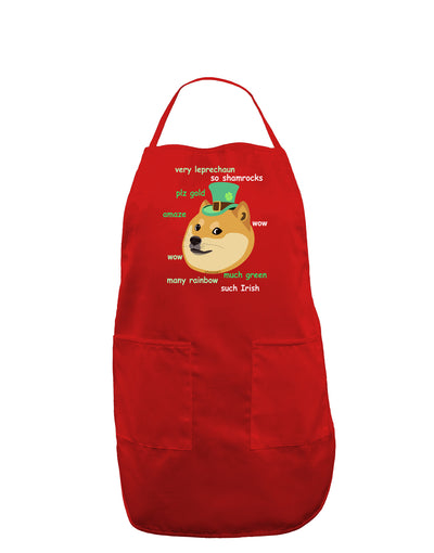 St Patricks Day Leprechaun Doge Dark Adult Apron-Bib Apron-TooLoud-Red-One-Size-Davson Sales