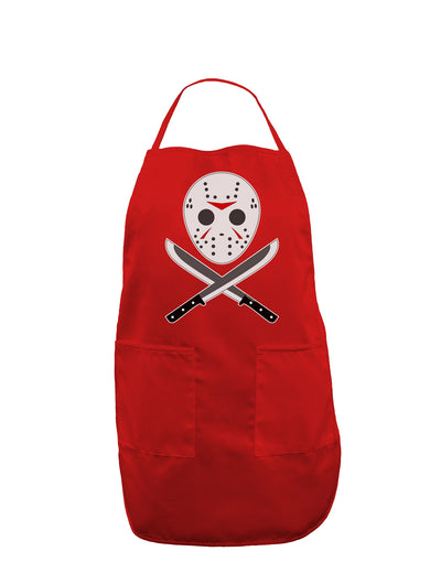 Scary Mask With Machete - Halloween Dark Adult Apron-Bib Apron-TooLoud-Red-One-Size-Davson Sales