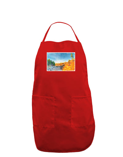 Castlewood Canyon Watercolor Dark Adult Apron-Bib Apron-TooLoud-Red-One-Size-Davson Sales