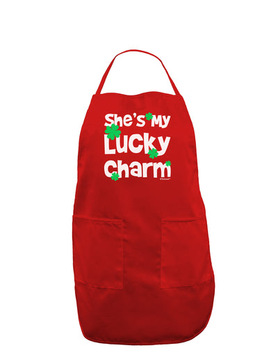 She's My Lucky Charm - Matching Couples Design Dark Adult Apron by TooLoud-Bib Apron-TooLoud-Red-One-Size-Davson Sales