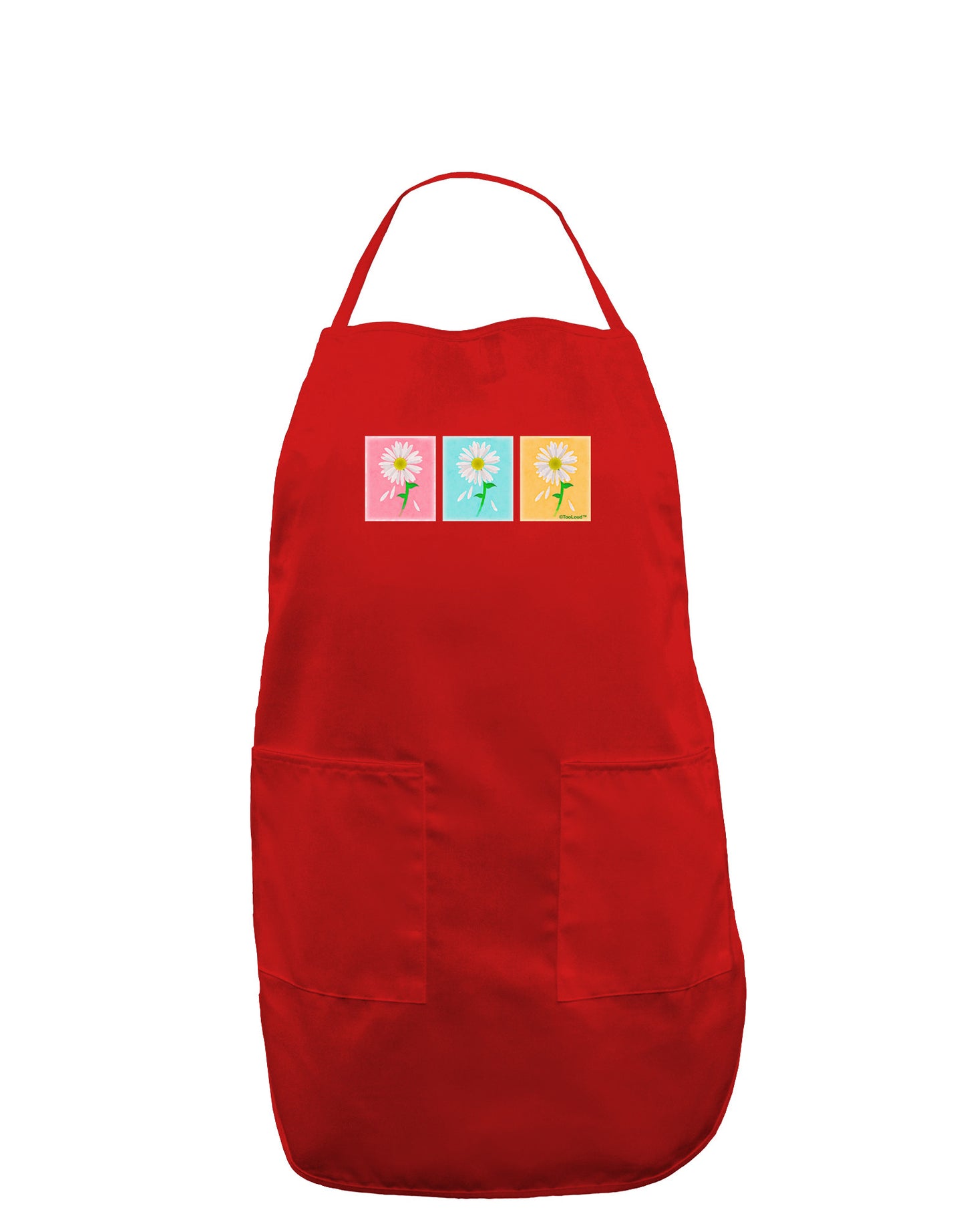 Pretty Daisies Watercolor Dark Adult Apron-Bib Apron-TooLoud-Red-One-Size-Davson Sales