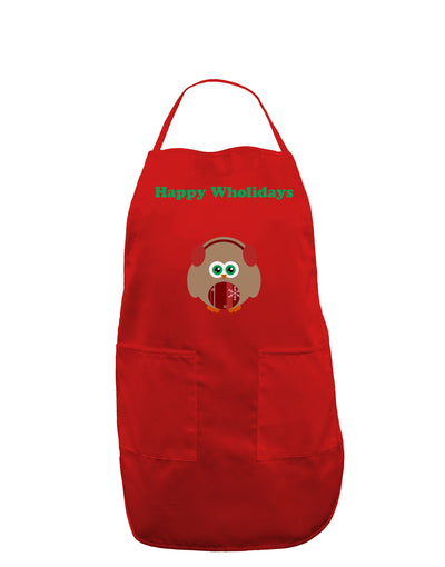 Happy Wholidays Winter Owl With Earmuffs Dark Adult Apron-Bib Apron-TooLoud-Red-One-Size-Davson Sales