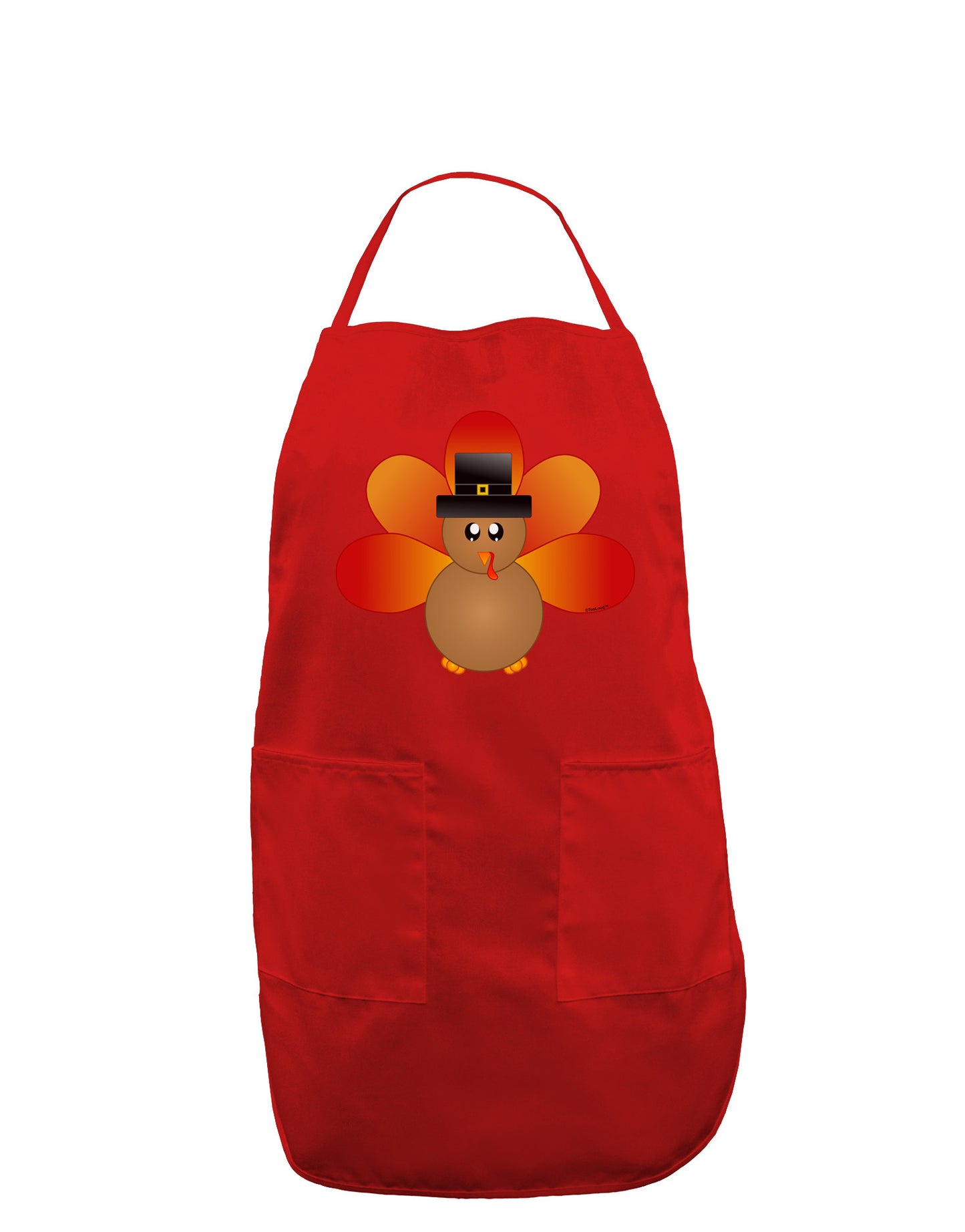 Cute Pilgrim Turkey Thanksgiving Dark Adult Apron-Bib Apron-TooLoud-Red-One-Size-Davson Sales