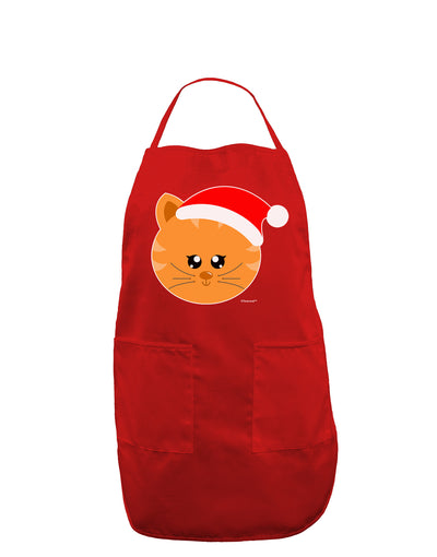 Cute Christmas Cat Santa Hat Dark Adult Apron-Bib Apron-TooLoud-Red-One-Size-Davson Sales