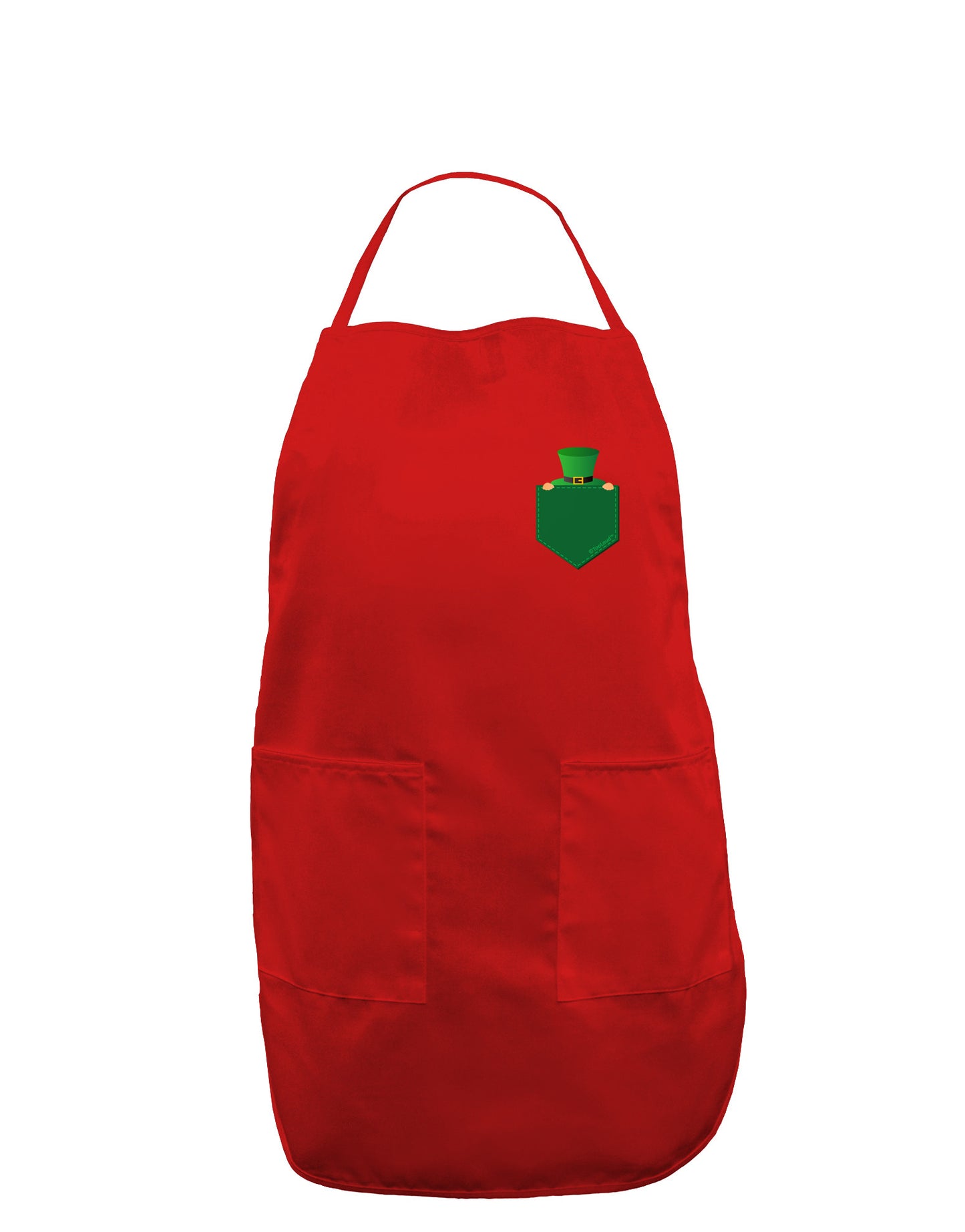 Leprechaun Peeking Out of Faux Pocket Dark Adult Apron by TooLoud-Bib Apron-TooLoud-Red-One-Size-Davson Sales