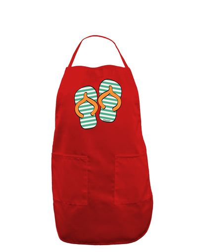 Striped Flip Flops - Teal and Orange Dark Adult Apron-Bib Apron-TooLoud-Red-One-Size-Davson Sales