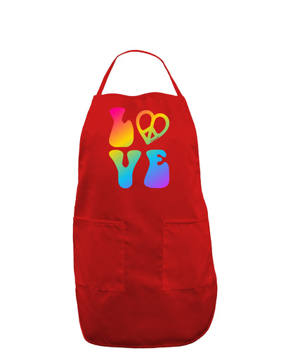 Peace and Love - Peace Heart Love Dark Adult Apron-Bib Apron-TooLoud-Red-One-Size-Davson Sales