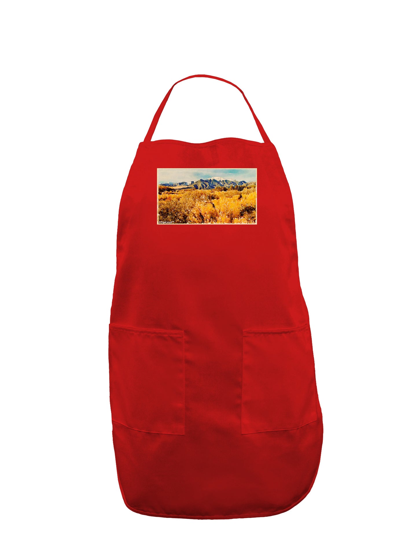 Mountain Forest Park Watercolor Dark Adult Apron-Bib Apron-TooLoud-Red-One-Size-Davson Sales