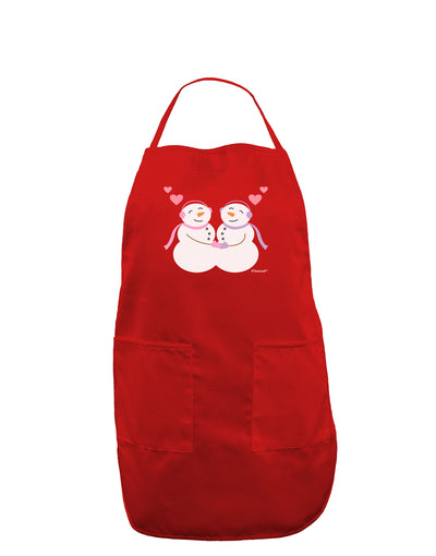 Cute Snowwoman Couple Dark Adult Apron by TooLoud-Bib Apron-TooLoud-Red-One-Size-Davson Sales