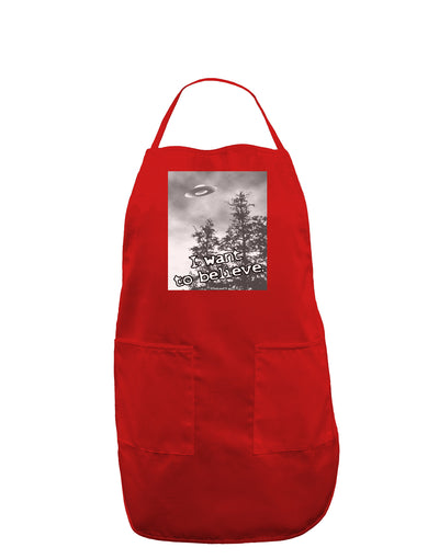 I Want to Believe - UFO Dark Adult Apron by TooLoud-Bib Apron-TooLoud-Red-One-Size-Davson Sales