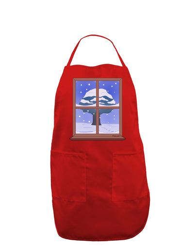 Frosty Window Design Dark Adult Apron-Bib Apron-TooLoud-Red-One-Size-Davson Sales