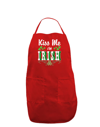Kiss Me I'm Irish St Patricks Day Dark Adult Apron-Bib Apron-TooLoud-Red-One-Size-Davson Sales