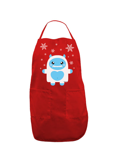 Cute Abominable Snowman Boy Yeti - Christmas Dark Adult Apron-Bib Apron-TooLoud-Red-One-Size-Davson Sales