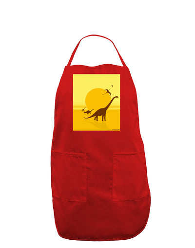 Brontosaurus and Pterodactyl Silhouettes with Sun Dark Adult Apron by TooLoud-Bib Apron-TooLoud-Red-One-Size-Davson Sales