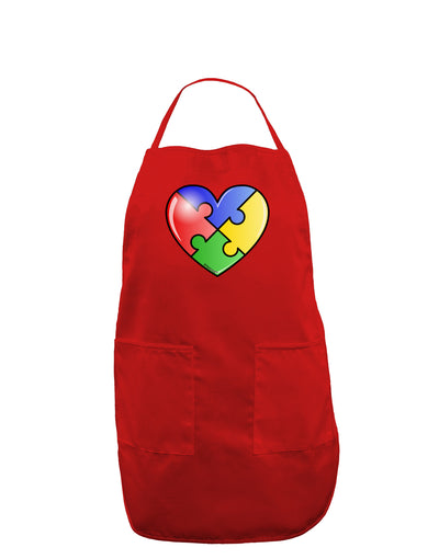 Big Puzzle Heart - Autism Awareness Dark Adult Apron by TooLoud-Bib Apron-TooLoud-Red-One-Size-Davson Sales