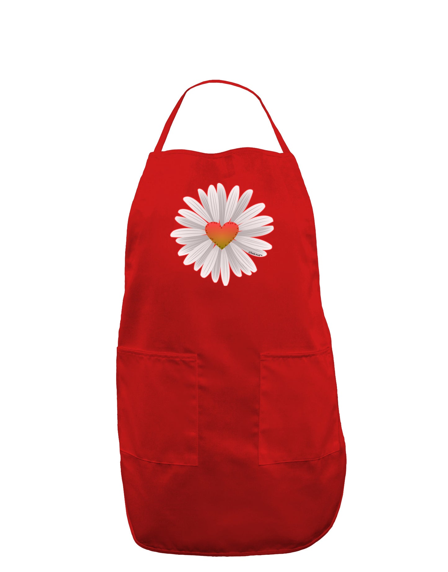 Pretty Daisy Heart Dark Adult Apron-Bib Apron-TooLoud-Red-One-Size-Davson Sales