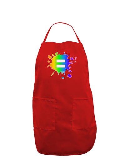 Equal Rainbow Paint Splatter Dark Adult Apron by TooLoud-Bib Apron-TooLoud-Red-One-Size-Davson Sales