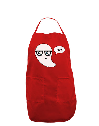 Cute Nerd Ghost Boo Halloween Dark Adult Apron-Bib Apron-TooLoud-Red-One-Size-Davson Sales