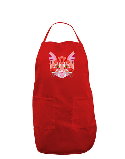 Geometric Kitty Red Dark Adult Apron-Bib Apron-TooLoud-Red-One-Size-Davson Sales
