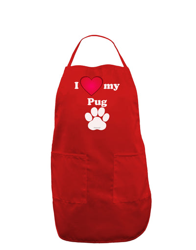 I Heart My Pug Dark Adult Apron by TooLoud-Bib Apron-TooLoud-Red-One-Size-Davson Sales