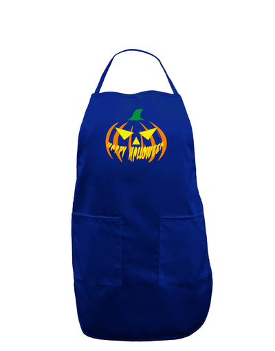 Happy Halloween Jack Yellow Dark Adult Apron-Bib Apron-TooLoud-Royal Blue-One-Size-Davson Sales