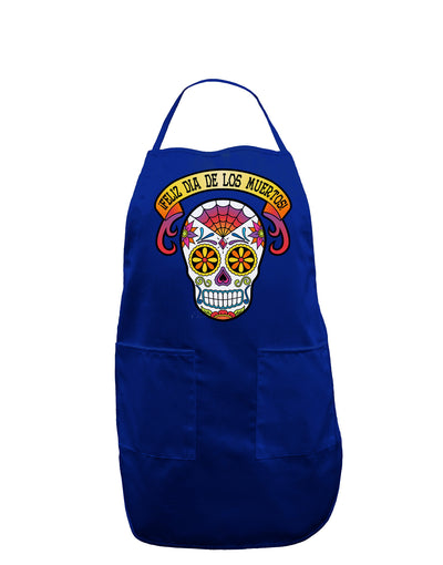 Feliz Dia de los Muertos Calavera Dark Adult Apron-Bib Apron-TooLoud-Royal Blue-One-Size-Davson Sales