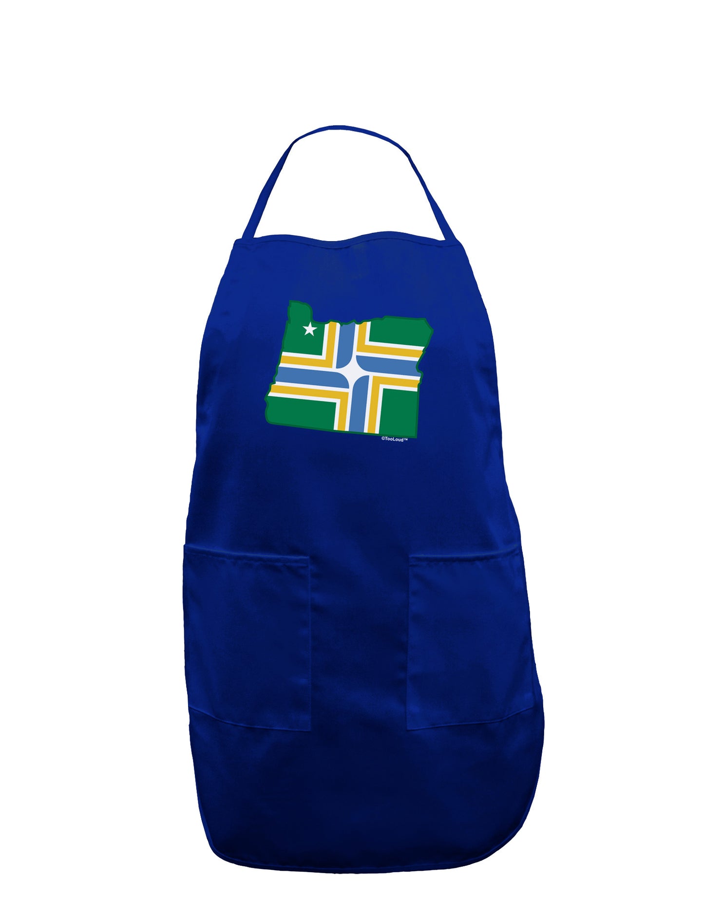 Portland Oregon Flag Dark Adult Apron-Bib Apron-TooLoud-Royal Blue-One-Size-Davson Sales