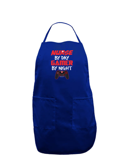 Nurse By Day Gamer By Night Dark Adult Apron-Bib Apron-TooLoud-Royal Blue-One-Size-Davson Sales