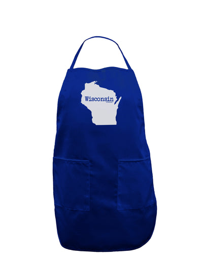 Wisconsin - United States Shape Dark Adult Apron-Bib Apron-TooLoud-Royal Blue-One-Size-Davson Sales